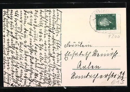 AK Esslingen a. N., Modell der Stadtkirche in Schnitz- und Laubsägearbeit, verfertigt von Otto Nord