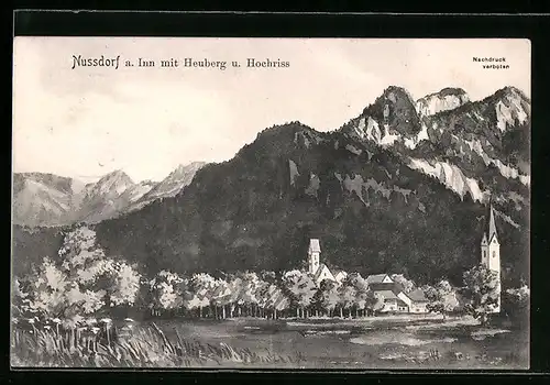 AK Nussdorf a. Inn, Ortsansicht mit Heuberg und Hochriss