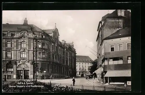 AK Hof / Saale, Oberer Torplatz und Poststrasse