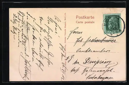 AK Hof i. B., Fontäne am Theresienstein