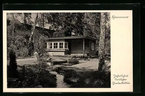 AK Hannover, Jahresschau Deutscher Gartenkultur 1933, Wochenendhaus in der Heide