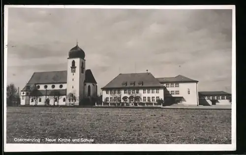 AK München-Obermenzing, Neue Kirche und Schule