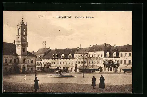 AK Königsbrück, Markt und Rathaus
