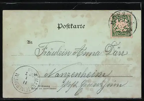 Mondschein-AK Hof i. B., Ortsansicht aus der Vogelschau