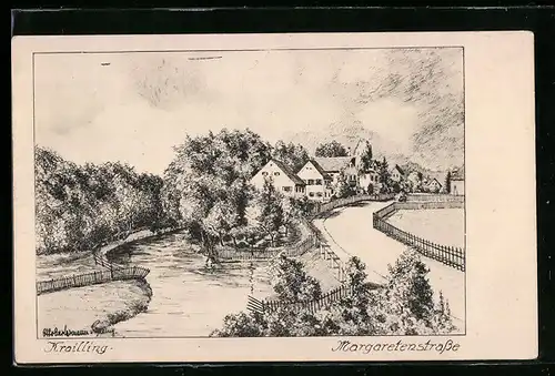 Künstler-AK Krailling a. d. Würm, Margaretenstrasse