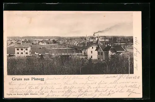 AK Planegg, Ortsansicht aus der Vogelschau