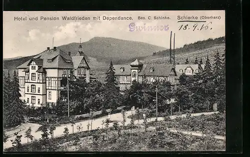 AK Schierke / Harz, Hotel und Pension Waldfrieden mit Dependance