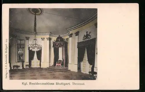 AK Stuttgart, Königliches Residenzschloss, Thronsaal