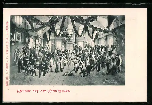 AK Heidelberg, Mensur in der Hirschgasse, studentische Szene