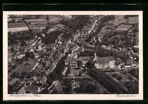 AK Philippsthal a. d. Werra, Gesamtansicht, Fliegeraufnahme