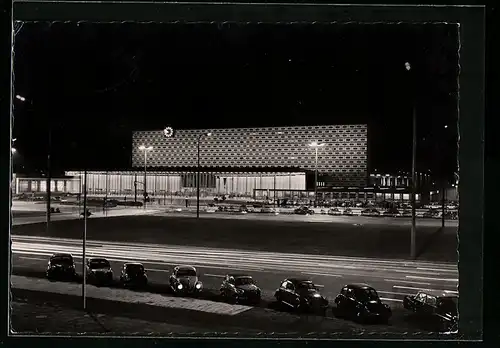 AK Braunschweig, Blick auf den neuen Hauptbahnhof bei Nacht