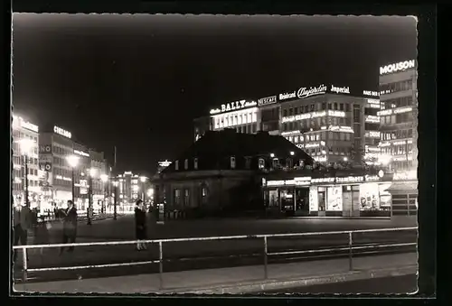 AK Frankfurt am Main, an der Hauptwache bei Nacht