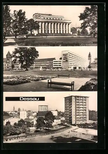 AK Dessau, das Landestheater, Blick zur Wilhelm-Pieck-Strasse