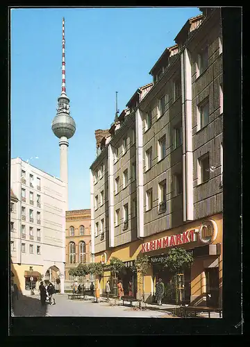 AK Berlin, Blick vom Nikolaiviertel zum Fernsehturm