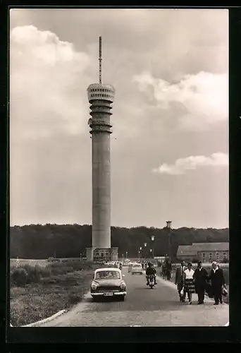 AK Schwerin, Neuerbauter Fernsehturm mit Turmcafe