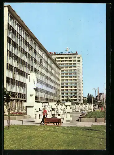 AK Karl-Marx-Stadt, Blick in die Karl-Marx-Allee