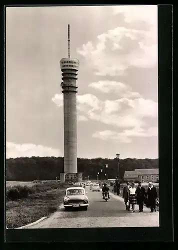 AK Schwerin, Neuerbauter Fernsehturm mit Turmcafe