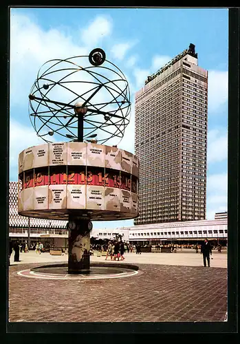 AK Berlin, Alexanderplatz mit der Weltzeituhr