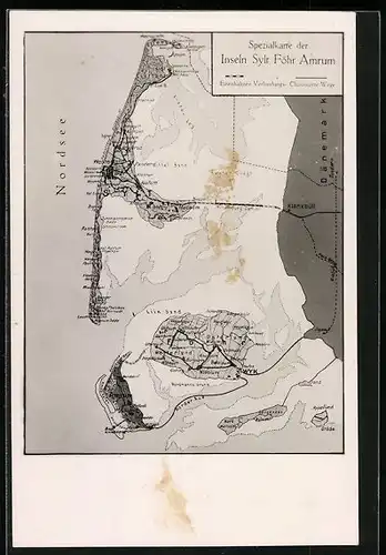 AK Sylt, Landkarte der Inseln Sylt, Föhr und Amrum