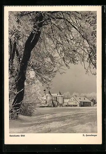 AK München, Schloss Blutenburg im Winter