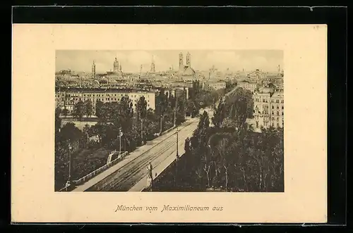 AK München, Stadtansicht vom Maximilianeum aus