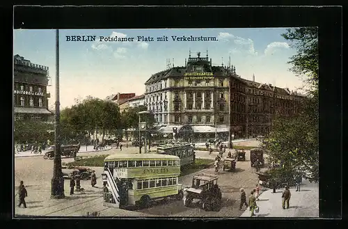 AK Berlin-Tiergarten, Potsdamer Platz mit Verkehrsturm