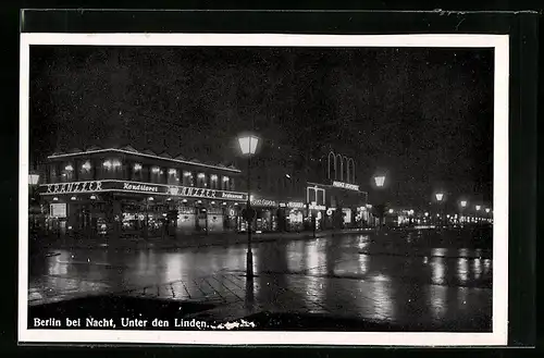 AK Berlin, Unter den Linden bei Nacht