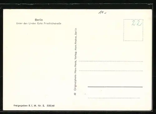 AK Berlin, Unter den Linden, Haus der Schweiz Ecke Friedrichstrasse