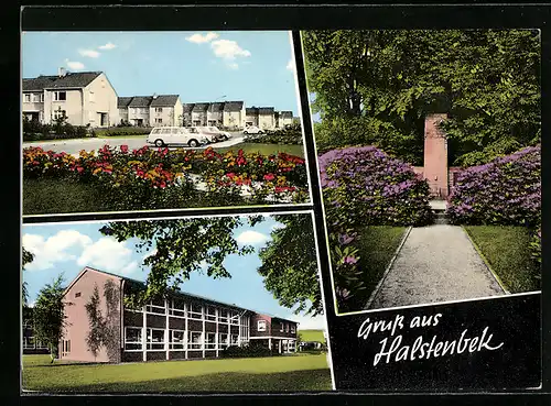 AK Halstenbek, Ehrenmal im Park, Wohnsiedlung