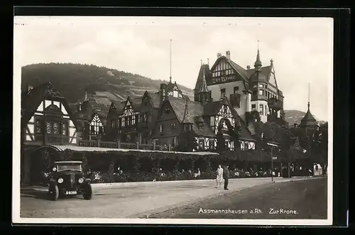 AK Assmannshausen a. Rh., Gasthaus zur Krone