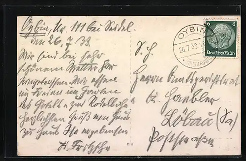 AK Oybin, Ortspartie am Berg Oybin