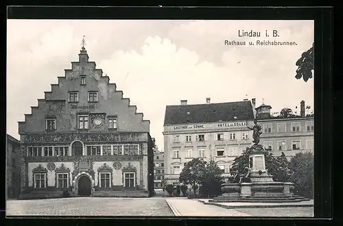 AK Lindau i. B., Rathaus und Reichsbrunnen