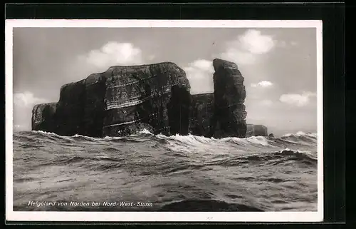 AK Helgoland, Blick von Norden bei Nord-West-Sturm