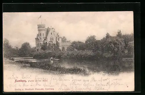 AK Hamburg-St.Georg, Partie an der Alster