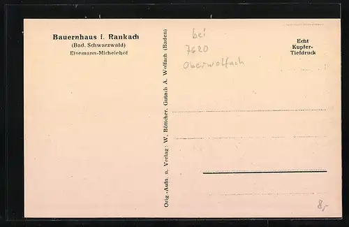 AK Rankach / Schwarzwald, Blick auf den Eisemann-Michelehof