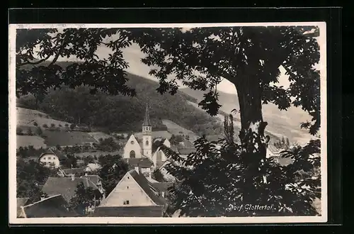 AK Glottertal, Panorama mit Kirche vom Berg aus gesehen
