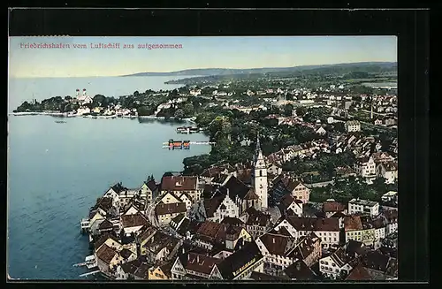 AK Friedrichshafen, Panorama aus dem Luftschiff gesehen