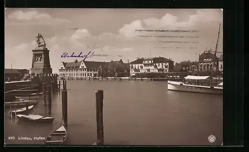 AK Lindau / Bodensee, Hafen und Hotel Bayerischer Hof