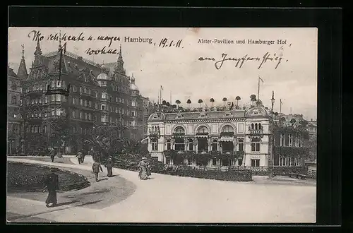 AK Hamburg-Neustadt, Alster-Pavillon und Hotel Hamburger Hof