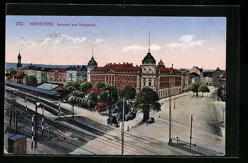 AK Konstanz, Bahnhof und Hauptpost