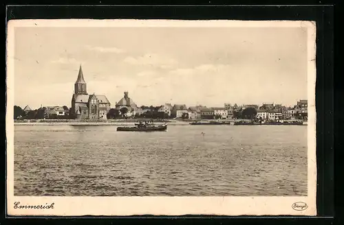 AK Emmerich, Blick zum Ort vom Wasser aus