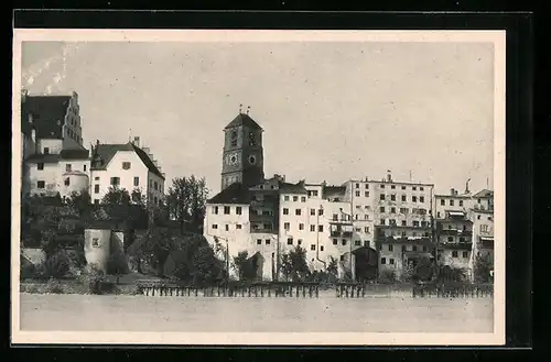 AK Wasserburg a. Inn, Teilansicht vom Wasser aus gesehen