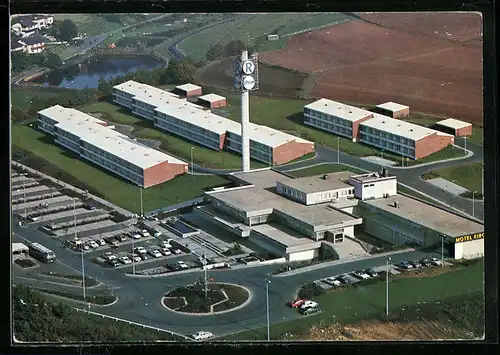 AK Kirchheim in Hessen, Blick auf das Motel-Center aus der Vogelschau