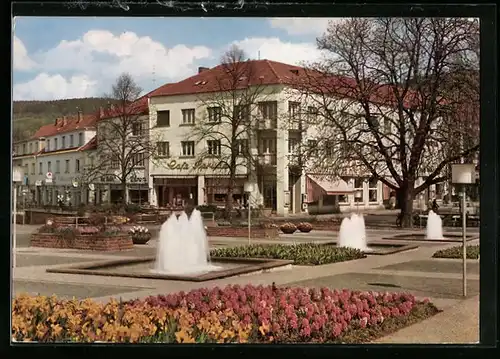 AK Bad Orb i. Spessart, Cafe Konditorei Sprudel am Salinenplatz, das Hotel Garni