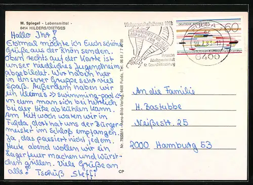 AK Dietges /Hochrhönring, Ortstotale, an der Kirche, auf dem Zeltplatz