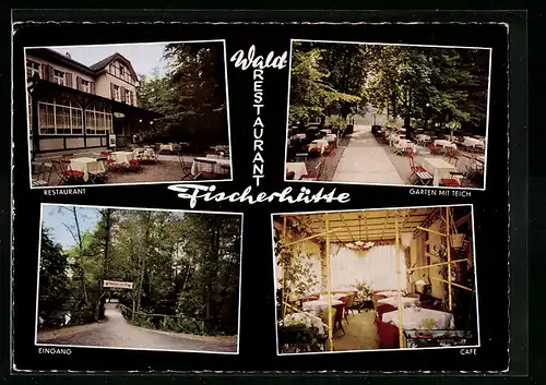 AK Bad Lippspringe, Waldrestaurant Fischerhütte, Cafe, Garten mit Teich