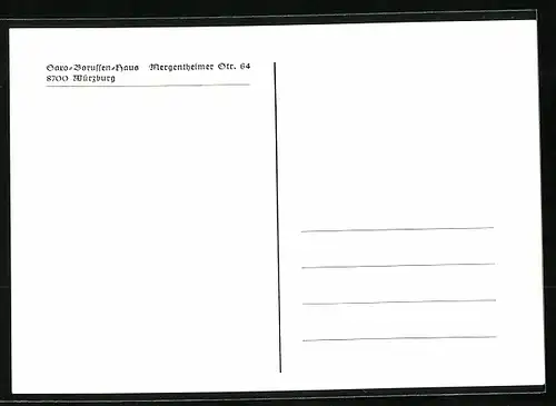 AK Würzburg, B. d. St. DSaro-Borussia, Ehre, Freiheit, Vaterland, Studentenwappen