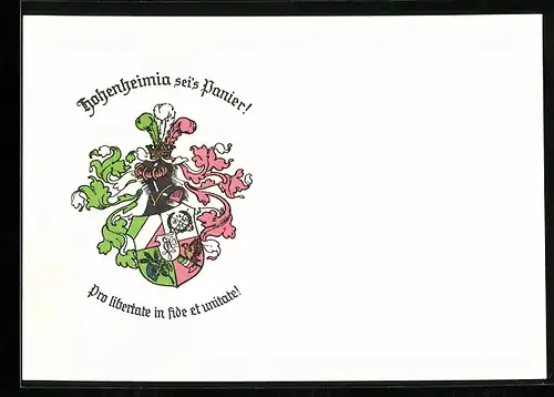 AK Stuttgart, Burschenschaft Hohenheimia i. d. D. B. in der Egilolfstrasse 54, Studentenwappen