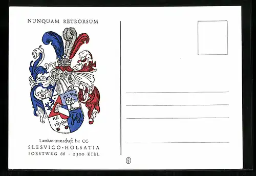 AK Kiel, Landsmannschaft im CC Slesvico-Holsatia, Studentenwappen