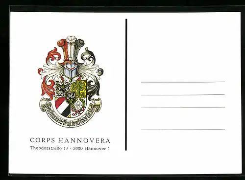 AK Hannover, Corps Hannovera in der Theodorstrasse 17, Studentenwappen